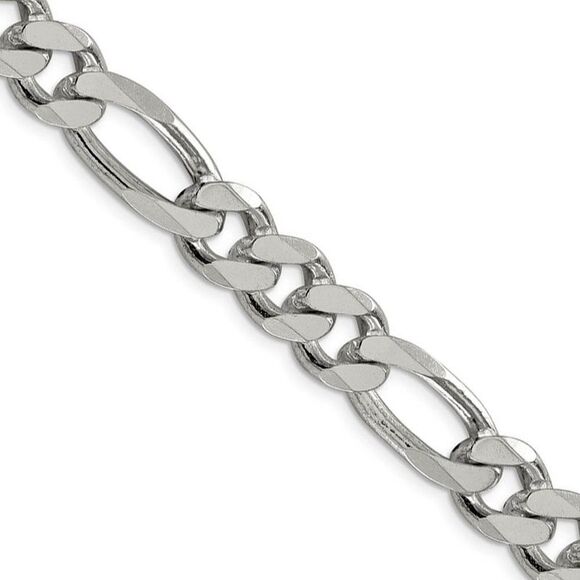 Men's 10.75mm Sterling Silver Solid Figaro Chain Necklace 28 Inch